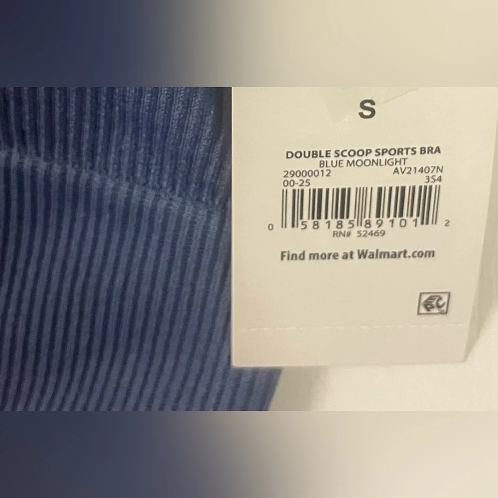 NWT‎ Avia Seamless Double Scoop Sports Bra Blue Moonlight Size Small Low Support